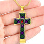 Armstrong Modern Scottish Clan Tartan Cross Necklace - kittentee