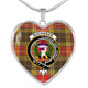Buchanan Old Set Weathered Scottish Clan Tartan Necklace Heart