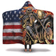 Merica Skull Biker USA Flag Hooded Blanket - kittentee